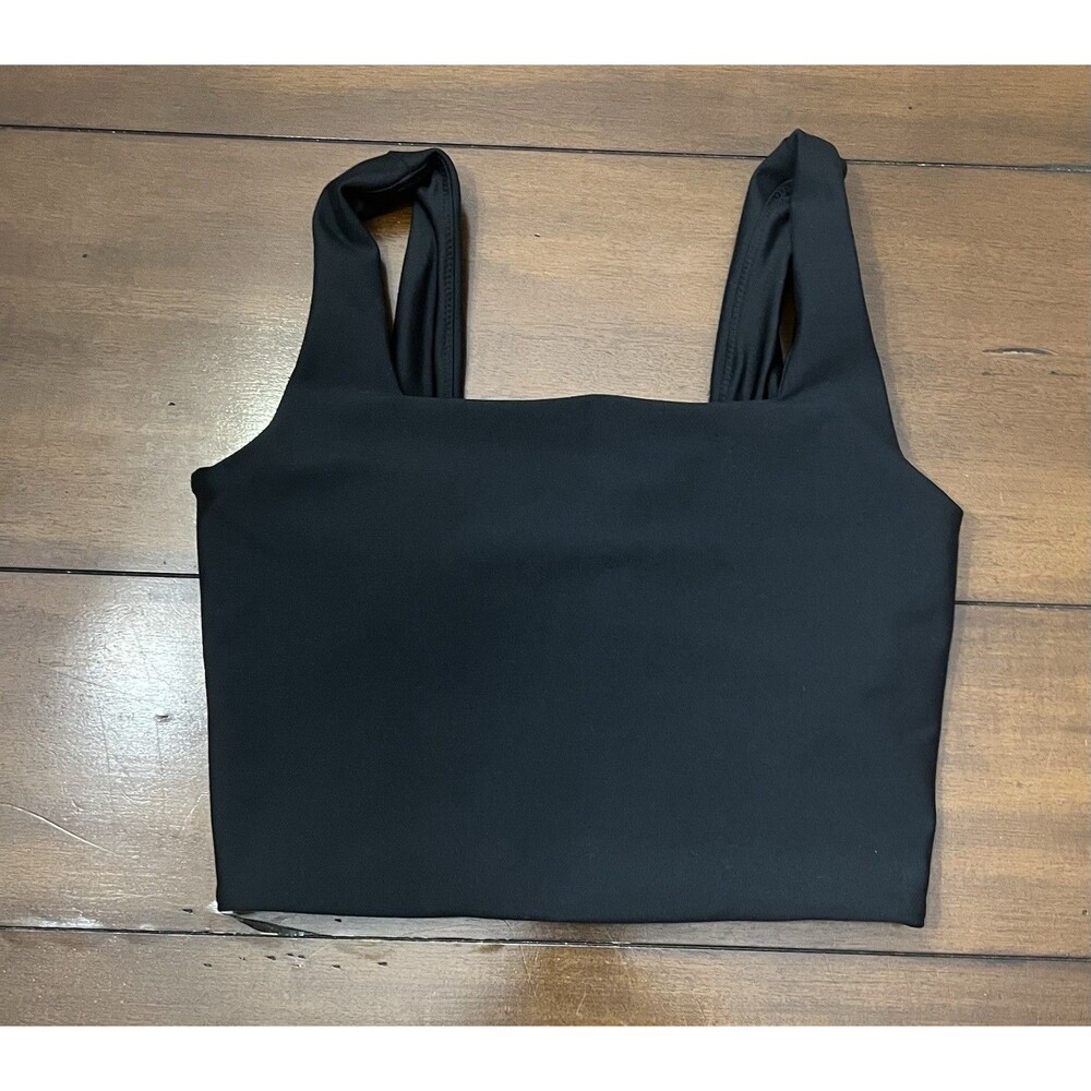 YPB Abercrombie sculptLUX Squareneck Cropped Tank Sports Bra Black XS